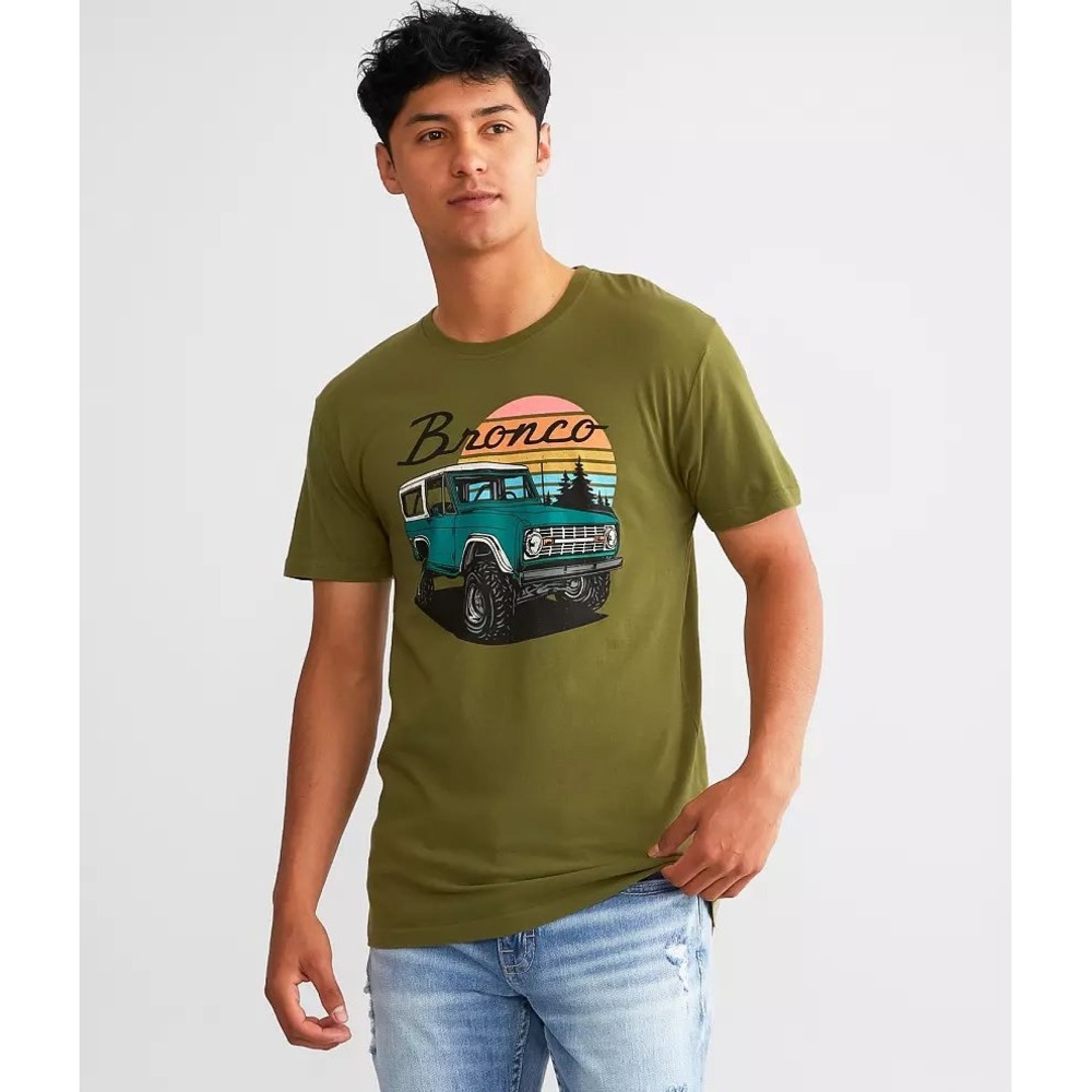 American Needle Ford Graphic T-Shirt Bronco‎ Truck Retro Men's L Olive Green